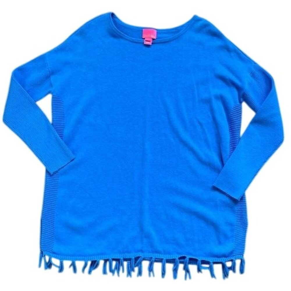 Lilly Pulitzer | Kids Girl's Mini Ramona Fringe Sweater Coastal Blue XL 12-14 - Picture 1 of 10
